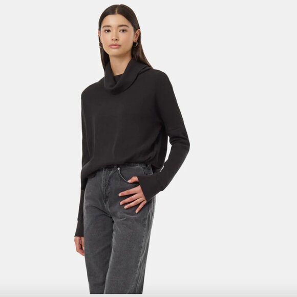 NWT TENTREE Black Waffle Knit Turtleneck M - Picture 3 of 8